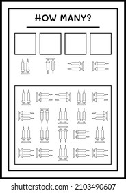 How many christmas candle, game for children. Vector illustration, printable worksheet