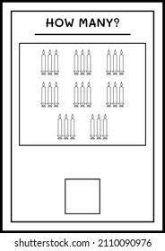 How many christmas candle, game for children. Vector illustration, printable worksheet
