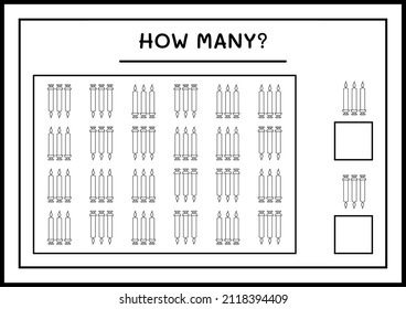 How many christmas candle, game for children. Vector illustration, printable worksheet