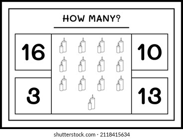 How many christmas candle, game for children. Vector illustration, printable worksheet