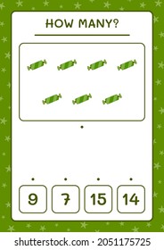 How many christmas candy, game for children. Vector illustration, printable worksheet