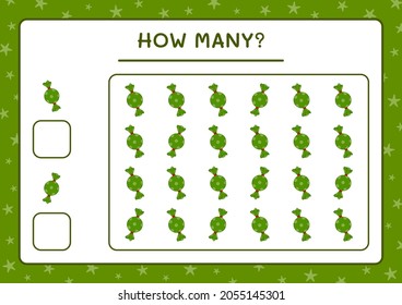 How many christmas candy, game for children. Vector illustration, printable worksheet