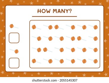 How many christmas candy, game for children. Vector illustration, printable worksheet