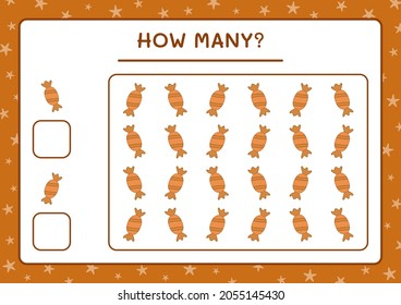 How many christmas candy, game for children. Vector illustration, printable worksheet