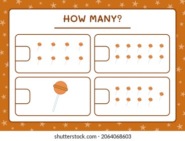 How many christmas candy, game for children. Vector illustration, printable worksheet