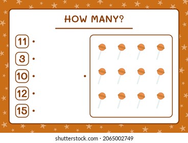 How many christmas candy, game for children. Vector illustration, printable worksheet
