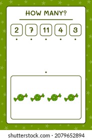 How many christmas candy, game for children. Vector illustration, printable worksheet