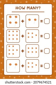 How many christmas candy, game for children. Vector illustration, printable worksheet