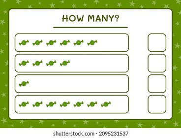 How many christmas candy, game for children. Vector illustration, printable worksheet
