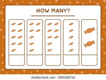 How many christmas candy, game for children. Vector illustration, printable worksheet
