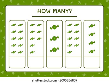 How many christmas candy, game for children. Vector illustration, printable worksheet