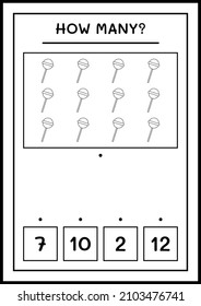 How many christmas candy, game for children. Vector illustration, printable worksheet