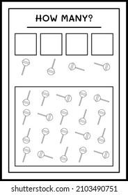 How many christmas candy, game for children. Vector illustration, printable worksheet