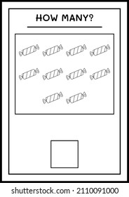 How many christmas candy, game for children. Vector illustration, printable worksheet