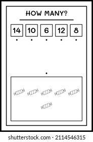 How many christmas candy, game for children. Vector illustration, printable worksheet
