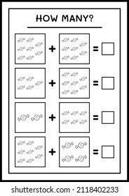 How many christmas candy, game for children. Vector illustration, printable worksheet