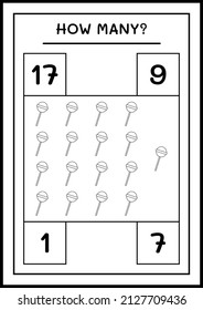 How many christmas candy, game for children. Vector illustration, printable worksheet