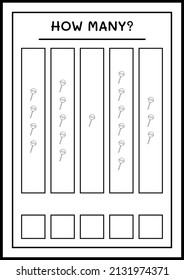 How many christmas candy, game for children. Vector illustration, printable worksheet