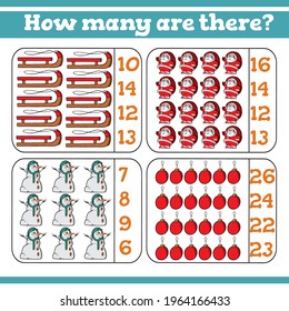 ¿Cuántos hay? Juego de Conteo de Navidad para niños de preescolar. Cuente cuántos juegos educativos son matemáticos. 