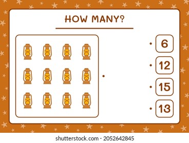 How many christmas lantern, game for children. Vector illustration, printable worksheet