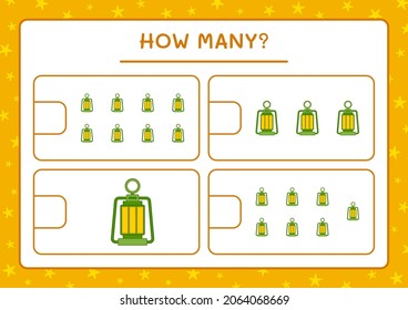 How many christmas lantern, game for children. Vector illustration, printable worksheet