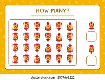 How many christmas lantern, game for children. Vector illustration, printable worksheet