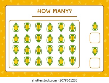 How many christmas lantern, game for children. Vector illustration, printable worksheet