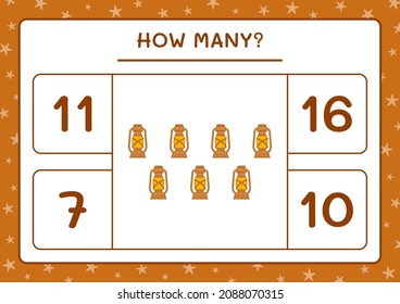 How many christmas lantern, game for children. Vector illustration, printable worksheet