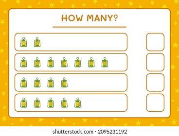 How many christmas lantern, game for children. Vector illustration, printable worksheet