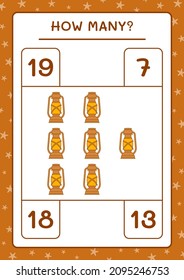 How many christmas lantern, game for children. Vector illustration, printable worksheet