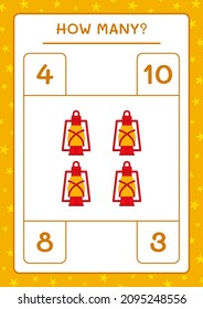 How many christmas lantern, game for children. Vector illustration, printable worksheet