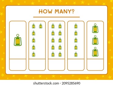 How many christmas lantern, game for children. Vector illustration, printable worksheet