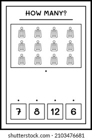 How many christmas lantern, game for children. Vector illustration, printable worksheet