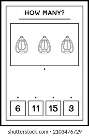 How many christmas lantern, game for children. Vector illustration, printable worksheet
