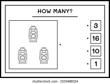 How many christmas lantern, game for children. Vector illustration, printable worksheet