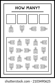 How many christmas lantern, game for children. Vector illustration, printable worksheet