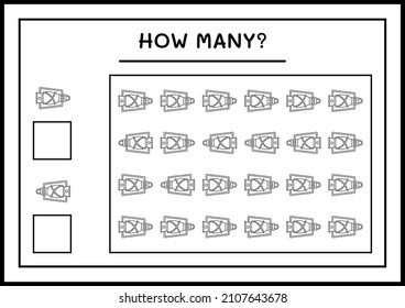 How many christmas lantern, game for children. Vector illustration, printable worksheet