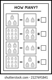 How many christmas lantern, game for children. Vector illustration, printable worksheet