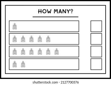 How many christmas lantern, game for children. Vector illustration, printable worksheet