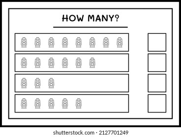 How many christmas lantern, game for children. Vector illustration, printable worksheet