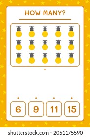 How many christmas light, game for children. Vector illustration, printable worksheet