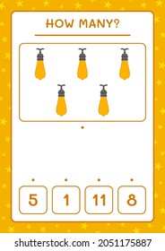 How many christmas light, game for children. Vector illustration, printable worksheet