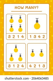 How many christmas light, game for children. Vector illustration, printable worksheet