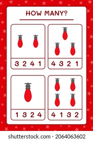 How many christmas light, game for children. Vector illustration, printable worksheet