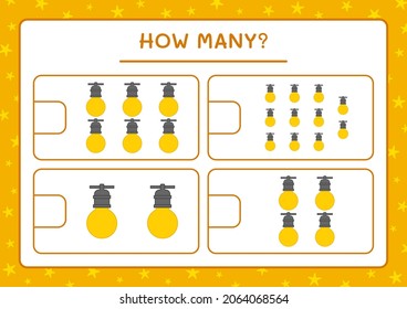 How many christmas light, game for children. Vector illustration, printable worksheet