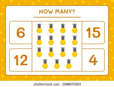 How many christmas light, game for children. Vector illustration, printable worksheet