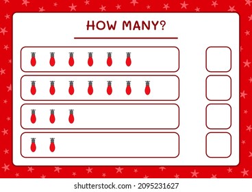 How many christmas light, game for children. Vector illustration, printable worksheet