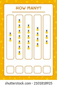 How many christmas light, game for children. Vector illustration, printable worksheet