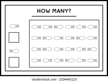 How many christmas light, game for children. Vector illustration, printable worksheet