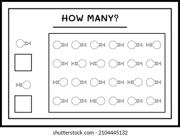How many christmas light, game for children. Vector illustration, printable worksheet